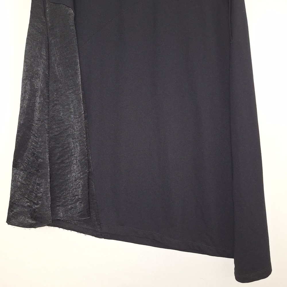 Whimsigoth Asymmetrical Hem LOGO Lounge L French Terry 3/4 Sleeve Dress Black - Picture 6 of 16